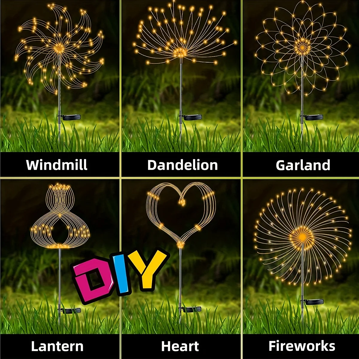 1 Pack Solar Firework Light Outdoor,IP65 Waterproof Solar Garden Flower Lights With 8 Lighting Modes For Outdoor Lighting