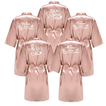 Princess Sweet 15 Years Girl Birthday Party Robes Quinceanera Robe Mis XV Bathrobe Silkly Nightgown 1