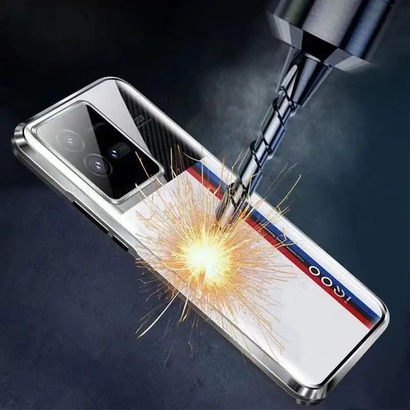 For vivo iQOO Neo8 Pro Neo5 SE 9H Tempered Glass Phone Case For IQOO 11 10 Pro Z7 i Double-Sided Magnetic Adsorption Flip Cover