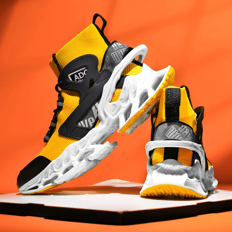 High-quality Fashion Shoes Men High-top Blade Sneakers Men Comfort Sock Sports Shoes Brand Design Big Size Walking Shoes Male