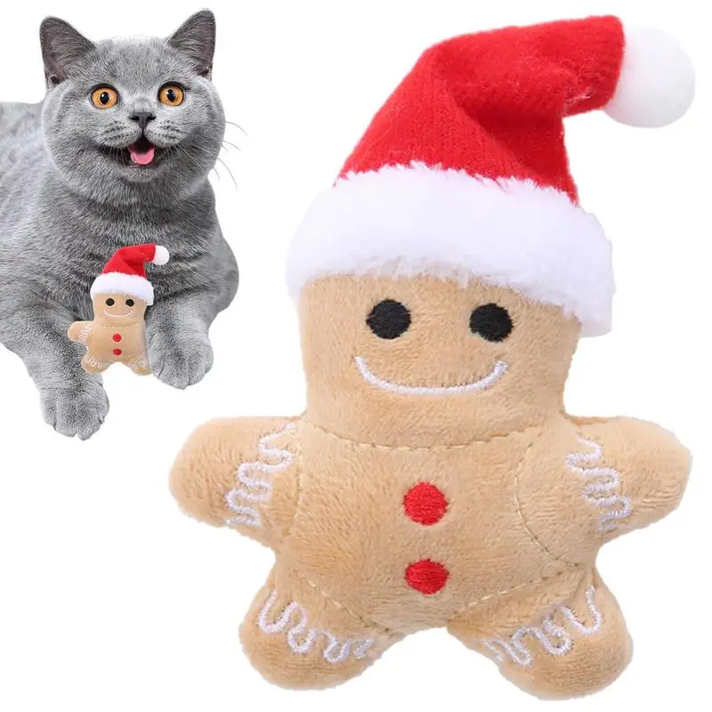 

Gingerbread Cat Toy Portable Stuffed Kawaii Christmas Ginger Bread Plush Toys Lightweight Meows Cats Plush Teething Plaything