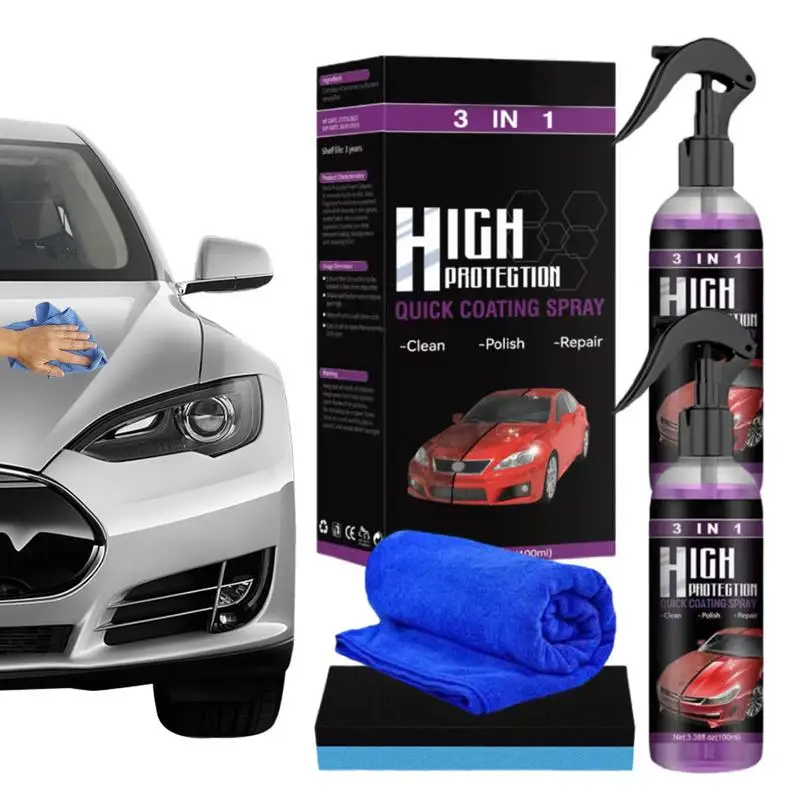 

Car Coating Spray 3 In 1 Refurbisher High Protection Waterless Wash & Wax Hydrophobic Top Coat Polish Polymer Paint Sealant