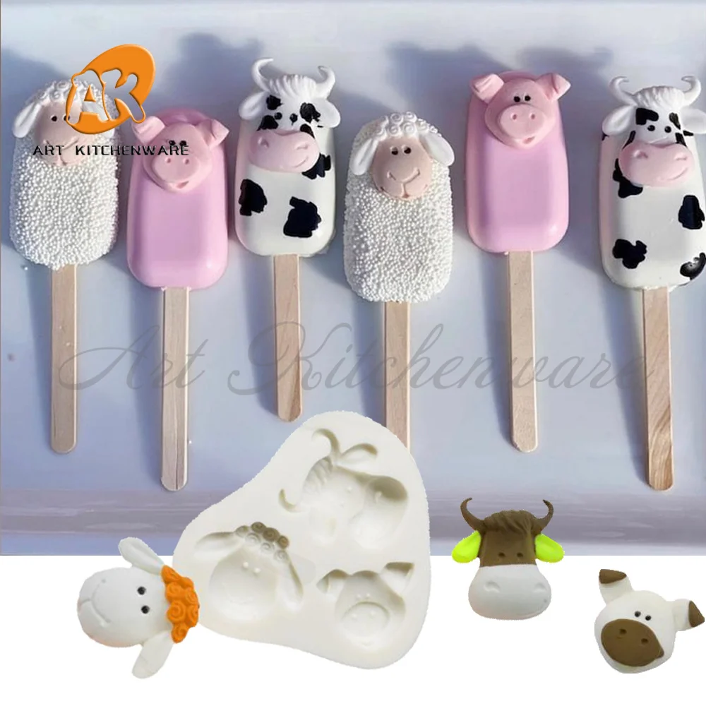 Animal Silicone Mold Cow Sheep Pig Fondant Cake Decoration Hand Made Chocolate Candy Kitchenware Baking Supplies
