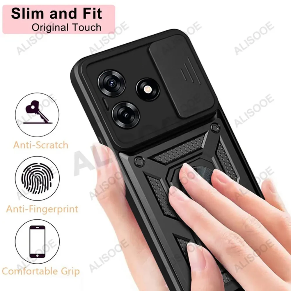 Slide Camera Funda for ZTE Axon 50 Lite Case Armor Ring Stand Protect Cover for ZTE Axon 50 Lite Capa