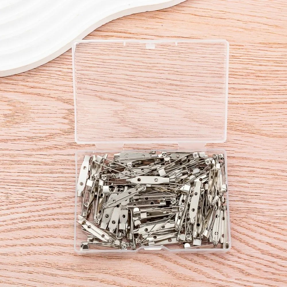 60/80/100pcs 새로운 금속 바 핀 실버 DIY 공예 배지 핀 백스 15/20/25/32/38/45mm 브로치 걸쇠 핀 바느질 액세서리