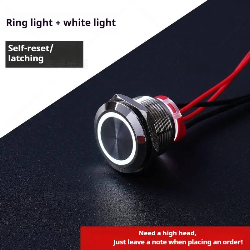 Push Button /Switch 16/19/22mm Short Silver Metal 6/12/24/220V Self-Locking Reset Latching with Light with Wire 15cm Car On/Off - Image 10