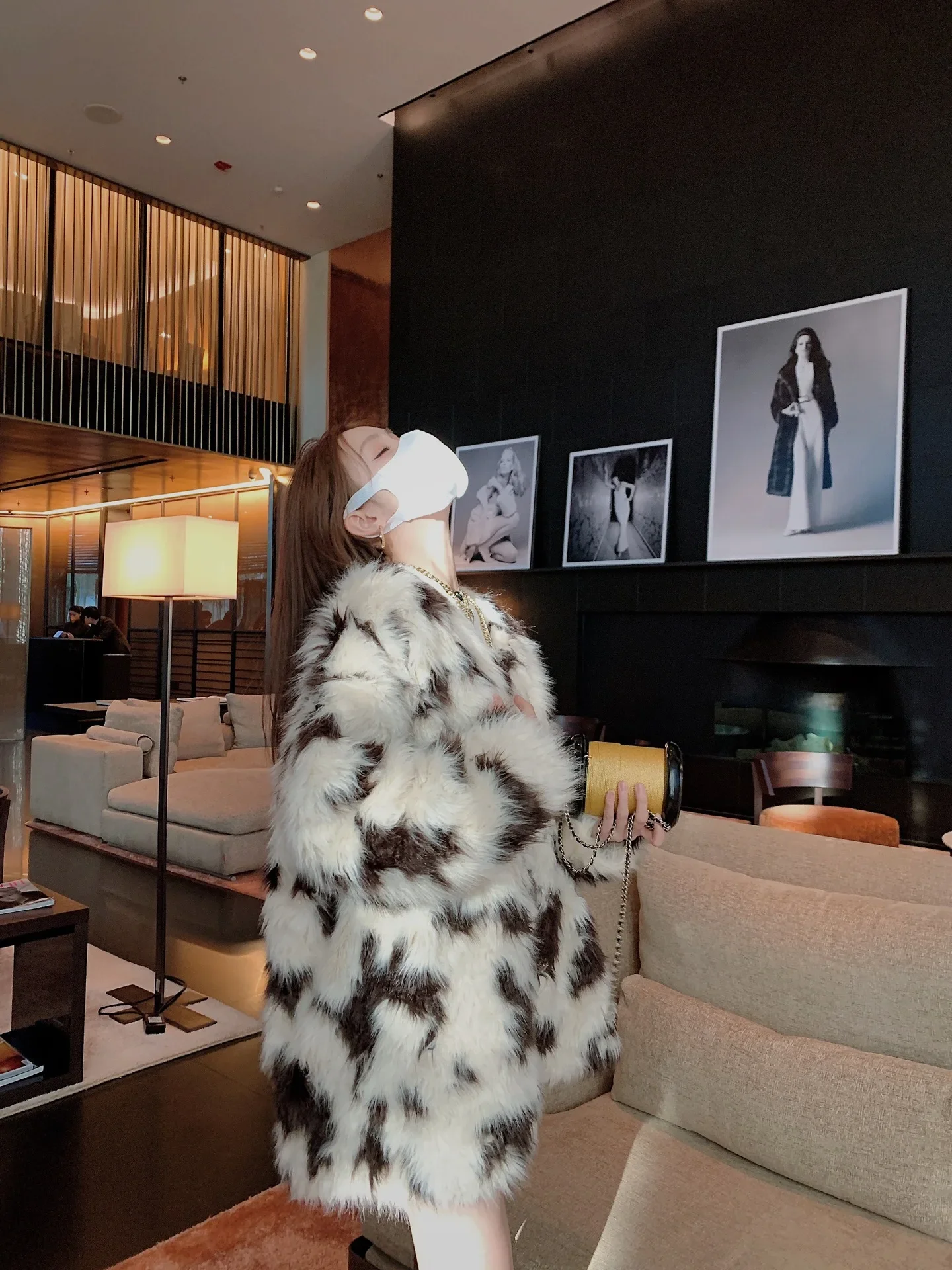 Printed Faux Fur Jacket Long Sleeve Coat Thick Long Women‘s Clothing Thick Warm Casual Knitted Outerwear Autumn Winter Cardigan