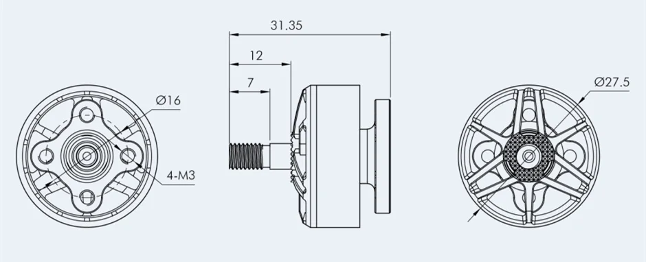 T-Motor, Weight ( Included Cable) 35.1g 35.2g 34.3g Weight ( Exclude