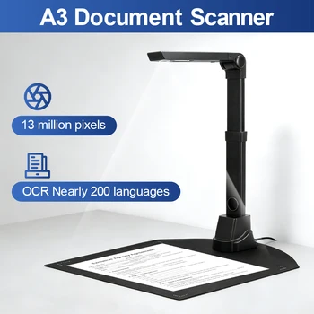 Scanner di Documenti A3 da 13 Megapixel per Mac, Windows e Linux, Fotocamera per Documenti ad Alta Velocità con OCR per Quasi 200 Lingue