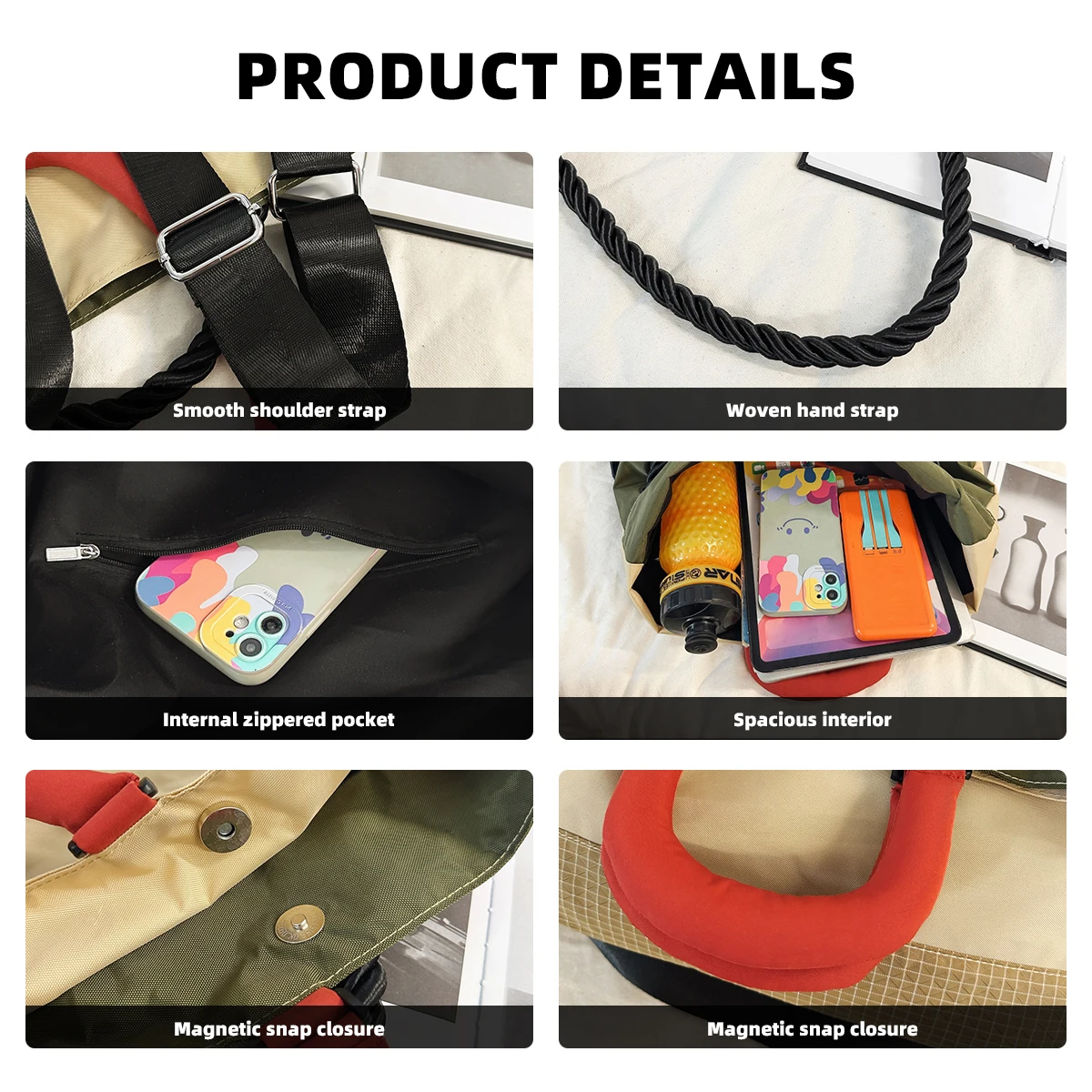 Japanese Style Original Design Crossbody Bag for Women, Thickened Canvas Tote Bag for Commuting, Casual Literary College Shoulder Bag, Sports and Hiking