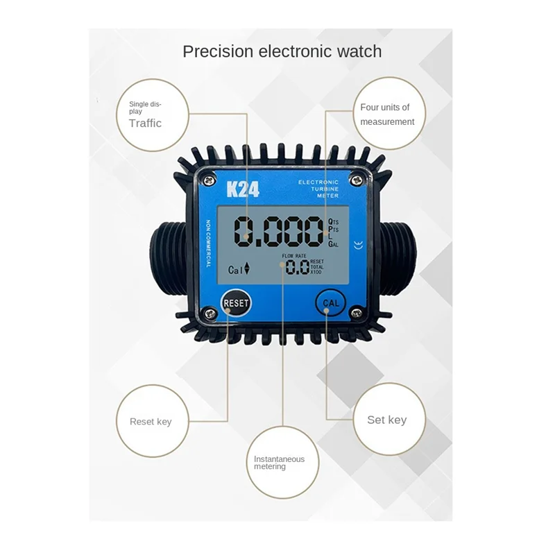Flow Meter LCD Fuel Flow Meter K24 for Turbine Digital Diesel Fuel Flowmeter Liquid Water Flow Measuring Tools flow meter,water flow meter,turbine flow meter,digital turbine flow meter