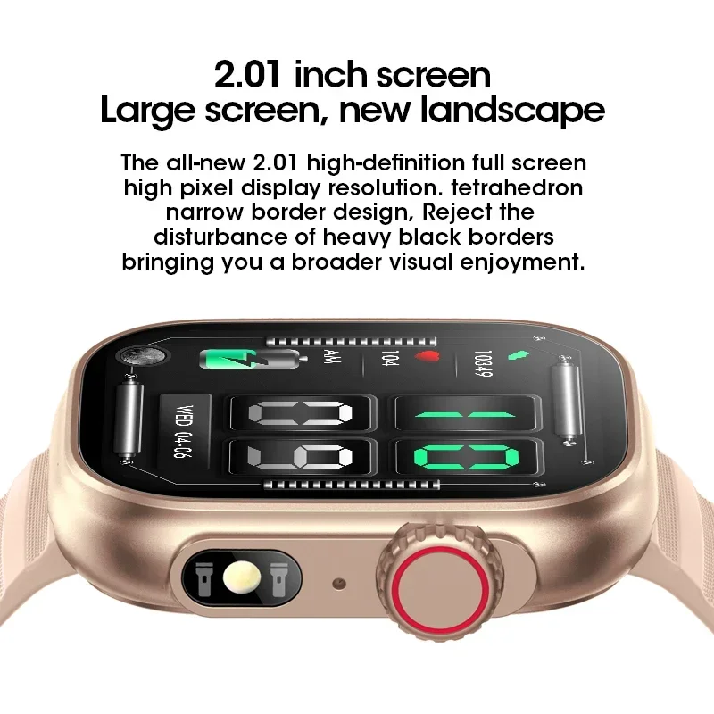 For Android IOS Universal 2.01 Inch Bluetooth Call Smartwatch Men Support 100 Sport 2024 New Women Rotary Keys Smart Watch +Box