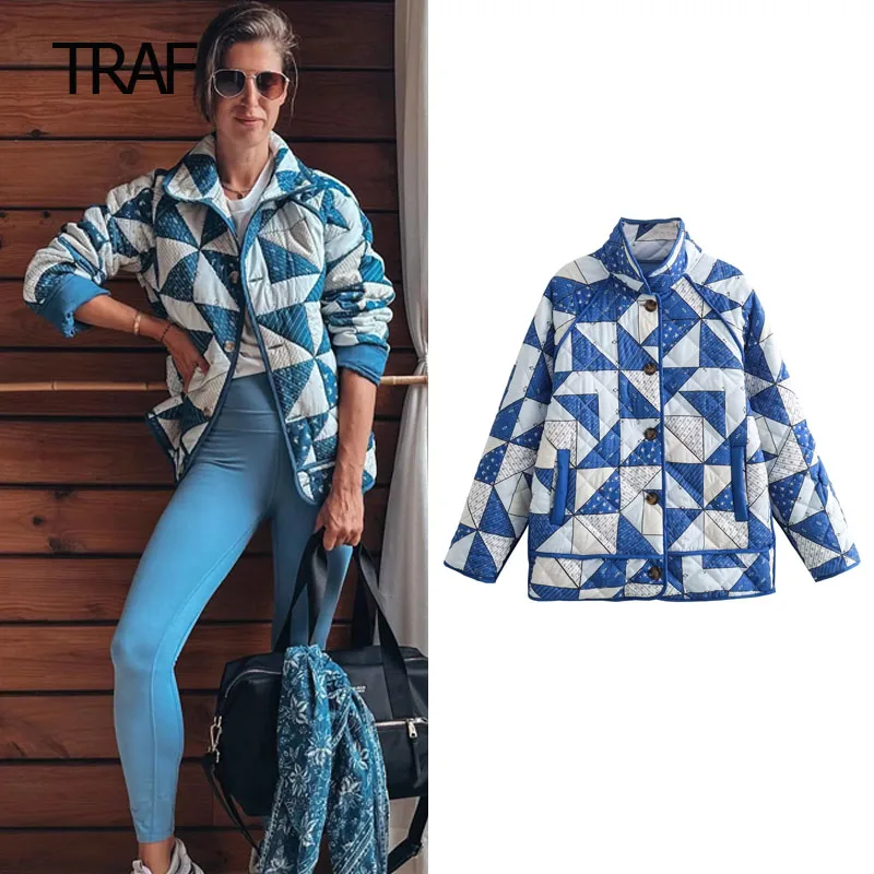 

Куртка стеганая Женская демисезонная, с длинным рукавом и ромбиками