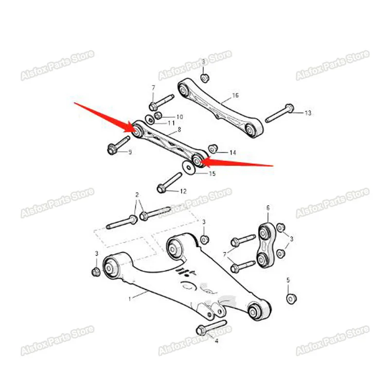 

4PCS For Tesla Model S R X Rear Axle Upper Toe Link Swing Wishbone Control Arm Bushes Kit Left Right