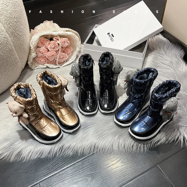 Chaussures en coton et velours pour bébé fille, bottes de neige