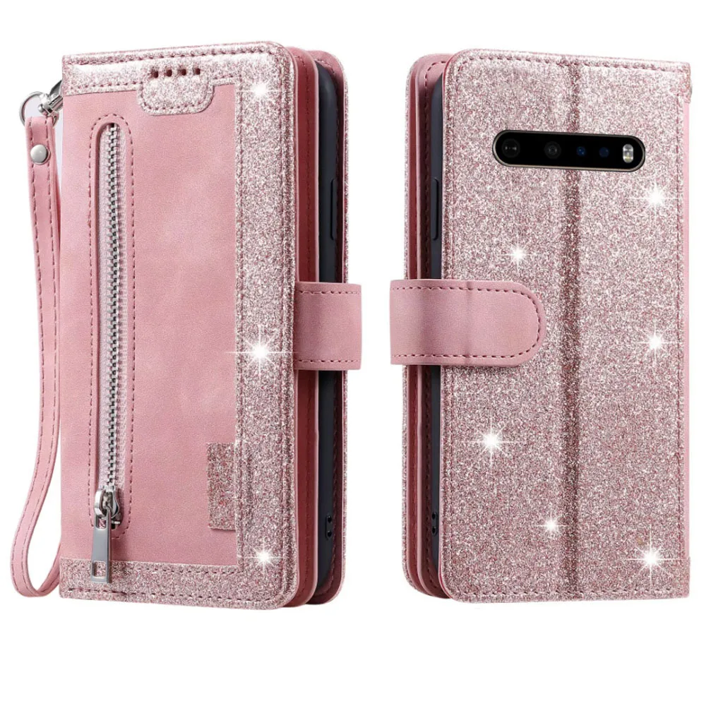Asuwish Compatible con LG V60 ThinQ V60ThinQ 5G G9 Thin Q Funda tipo cartera y protector de pantalla de vidrio templado, correa de muñeca abatible, tarjetero para teléfono celular para LGV60