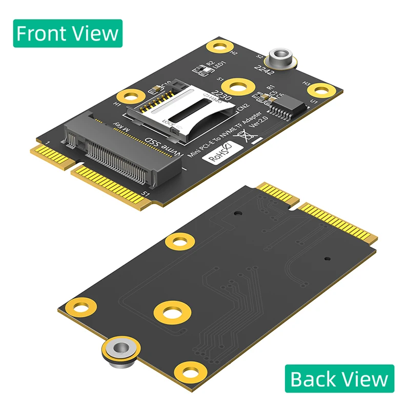 미니 PCIE to M.2 NVMe Key-M SSD 어댑터 카드 라이저 (TF 카드 슬롯 포함) 2230 2242 M.2 NVME SSD 컨버터 (노트북/데스크탑용)