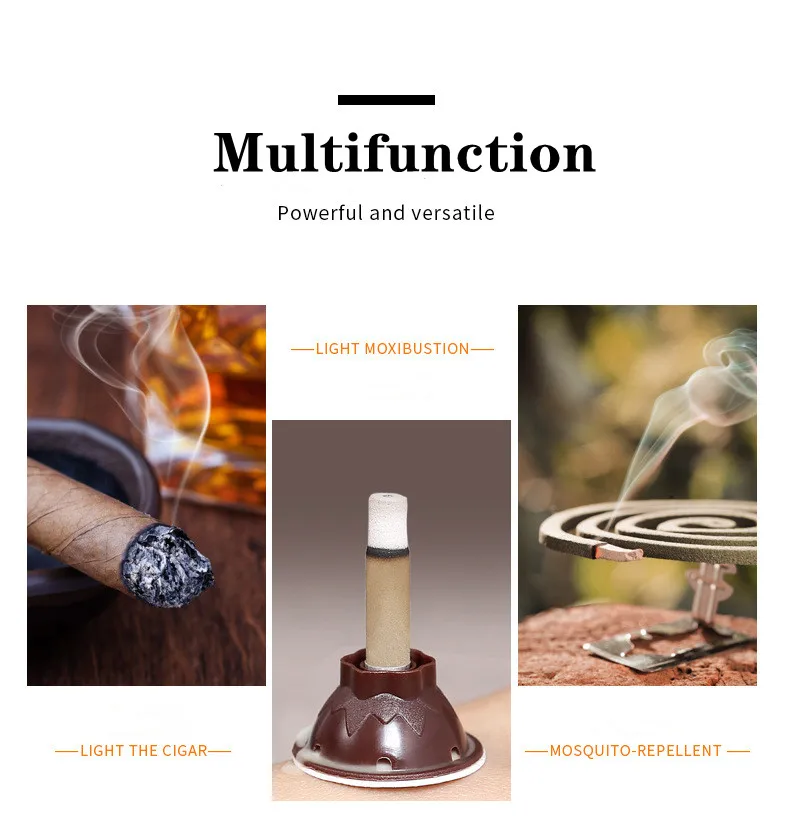 Description Picture 6 of itemJOBON Metal Outdoor Camping Butane Gas Lighter Turbo Torch Double Blue Flame Jet 360° Using BBQ Cooking Cigar Lighters