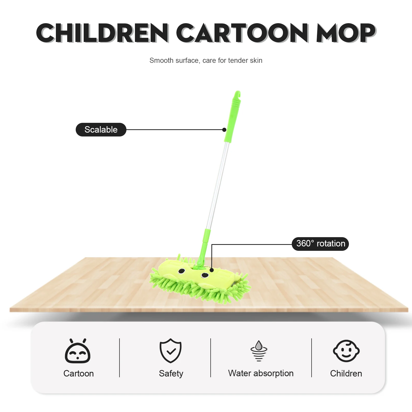 Kids Mini Mop Toy Children Cleaning Toy Educational Pretend Play Plastic Mop Plaything Plastic Plaything