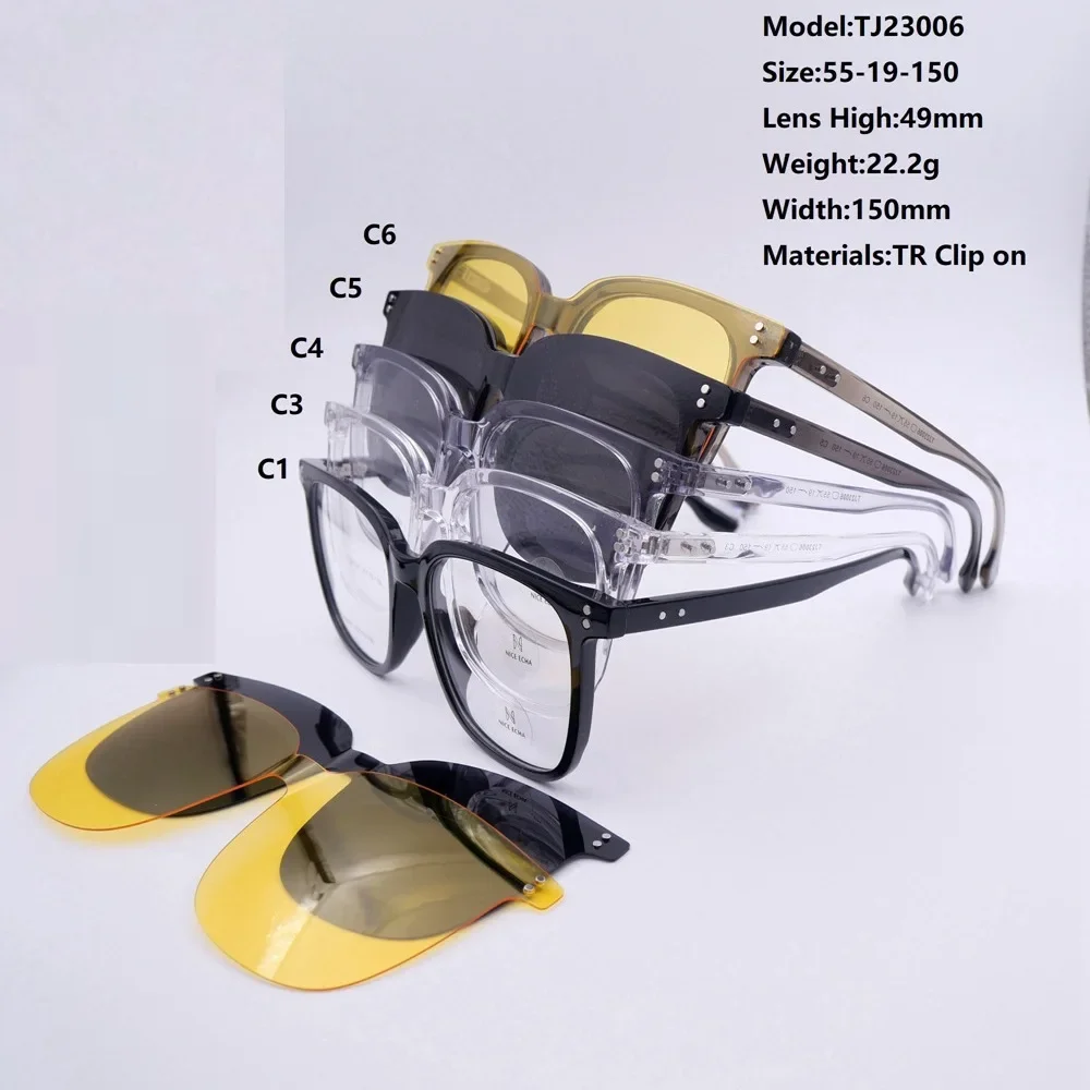 High Quality TJ23006 Driver's HD Nylon polarizing night Vision Magnetic Clip On myopia sunglasses TR90 glasses frame Men Women