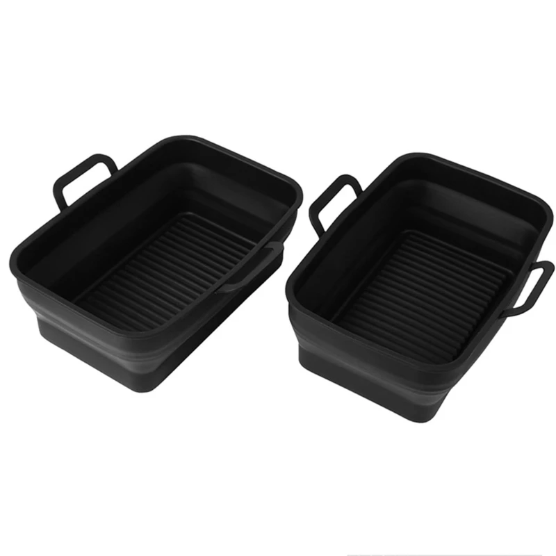 2 Pack Multifunctional Air Fryer Pads Silicone Air Fryer Tray Silicone Pots Liners Silicone Air Fryer Mats for Air Fryer