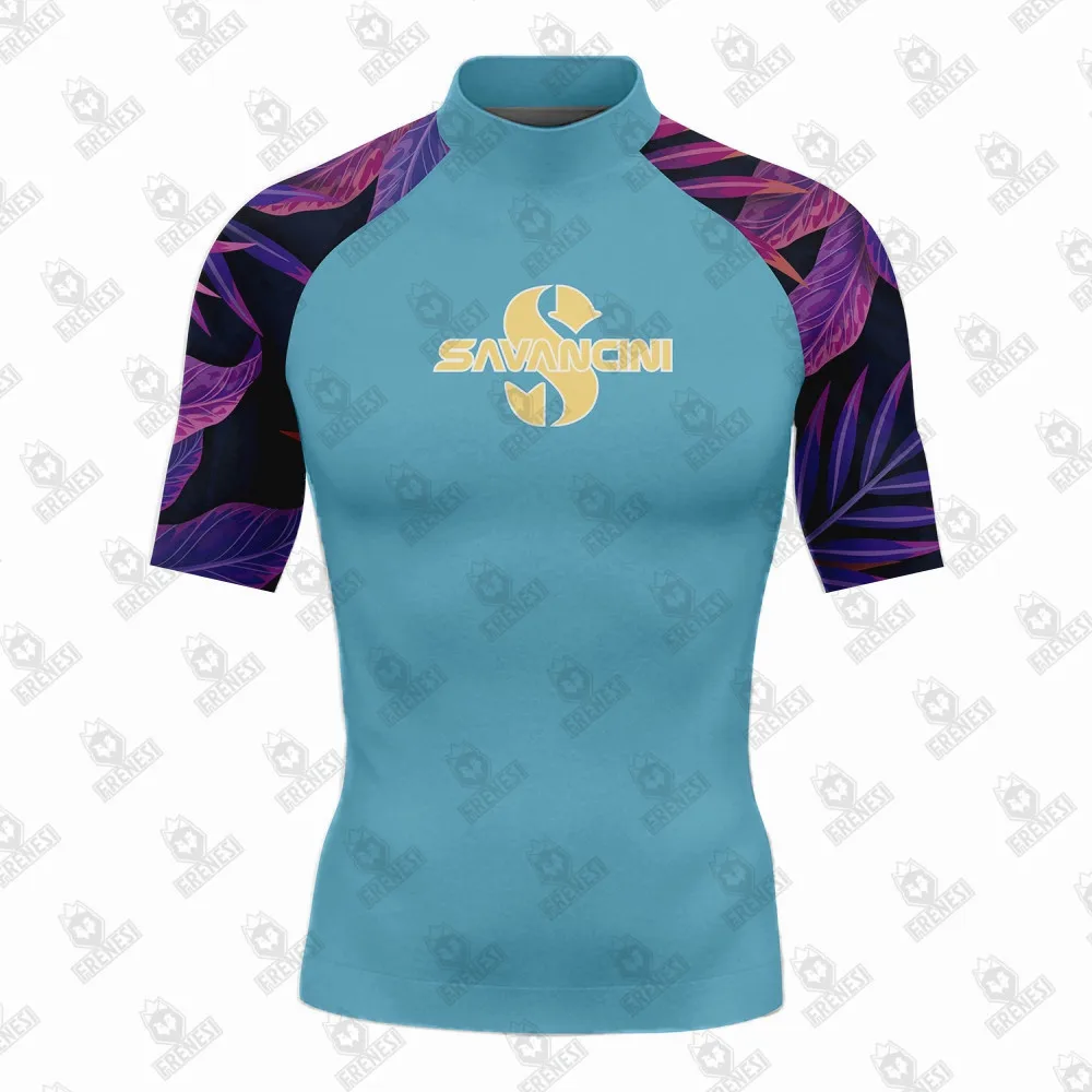 Savancin Men's Short Sleeve Surfing Tight Swimwear UV Protection Water Sports Swimming Floatsuit Diving Tops Boxing T-shirt