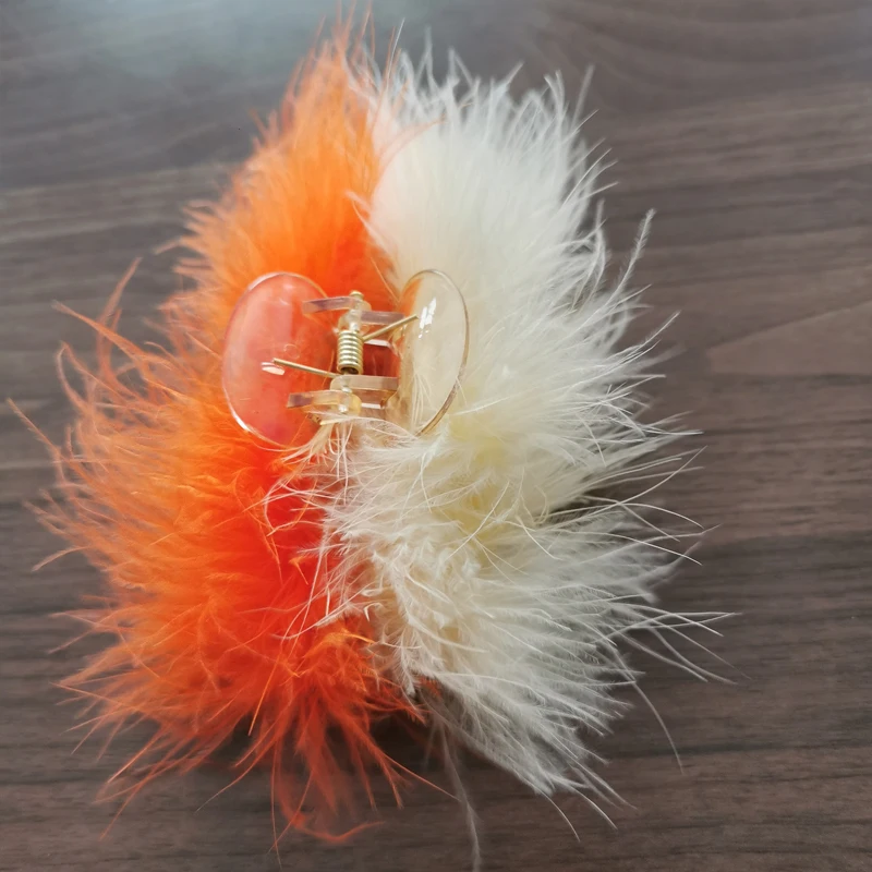 Elegante und schöne türkei feder haar clip Mode weibliche haar zubehör Party klaue clip Neue shark clip schachtelhalm clip – Detail 8