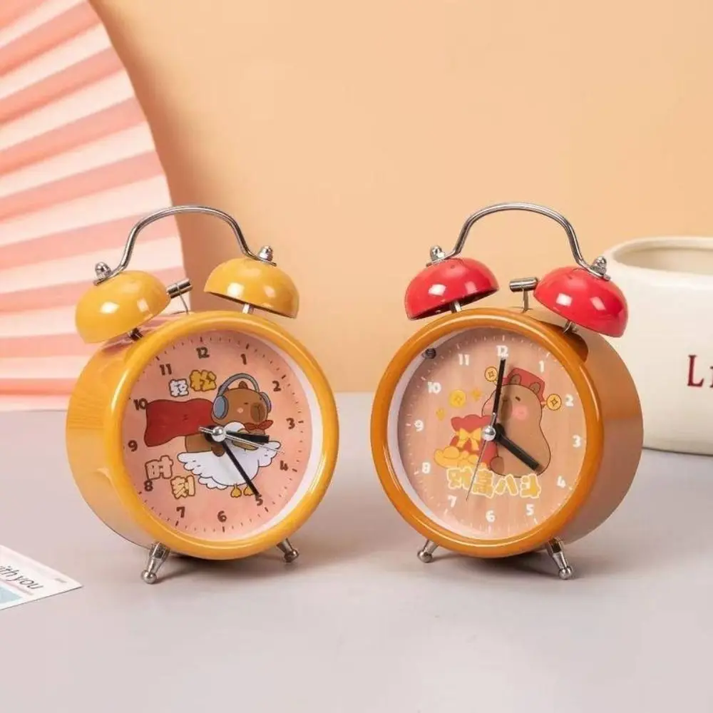 Cute Capybara Children Alarm Clock Double Bell Home Decoration Clock Mechanical Alarm Desk Digital Clock Table Clock