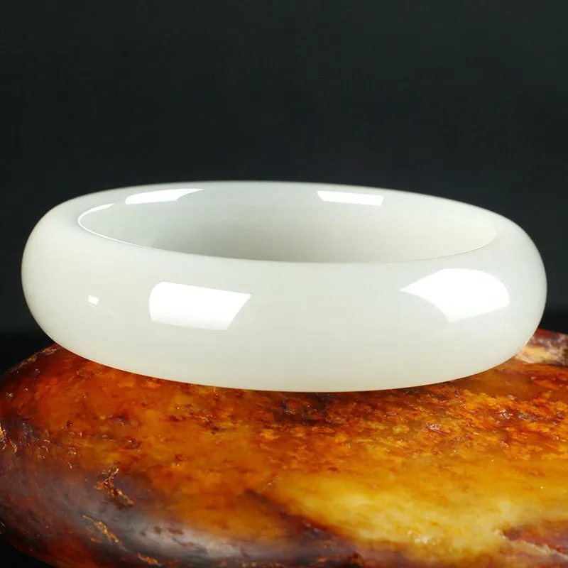China Natural Hand Carved Round Jade Bracelet Boutique Jewelry Men's Women's Rice Topaz Bangles Accessories Gifts
