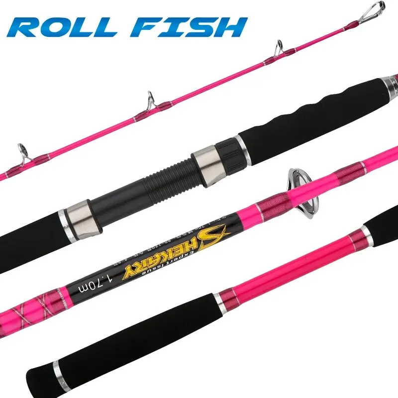ROLLFISH 스피닝 루어 보트 낚싯대, 탄소 해수 담수 여행 농어 낚싯대, 빠른 액션, 2 섹션, 1.7M, 305g