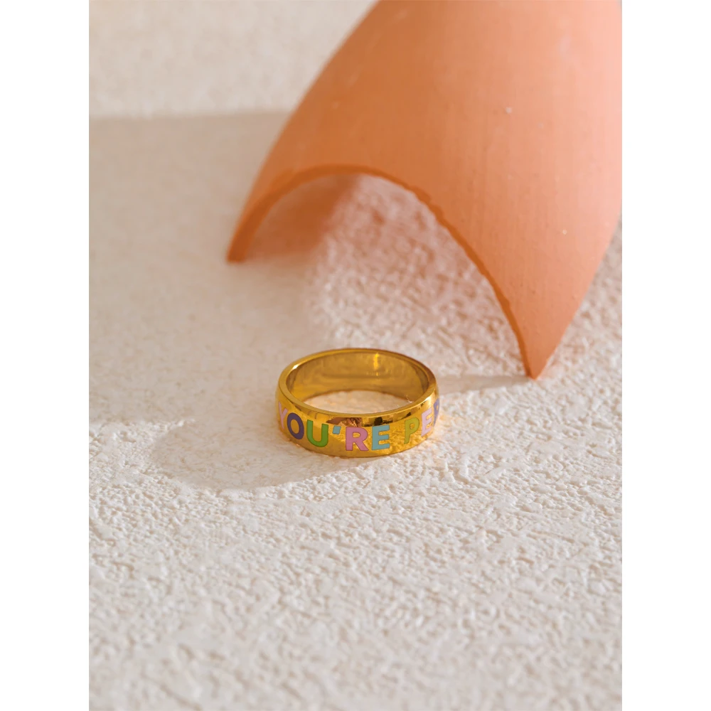 Yhpup Ring Stainless Steel 18K Gold PVD Plated