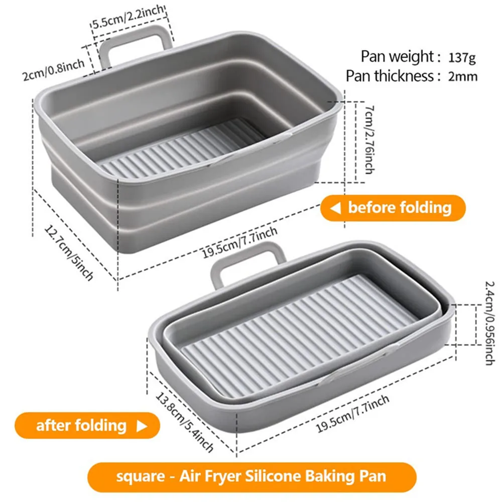 Foldable Air Fryer Silicone Tray No-stick Fried Chicken Basket Mat