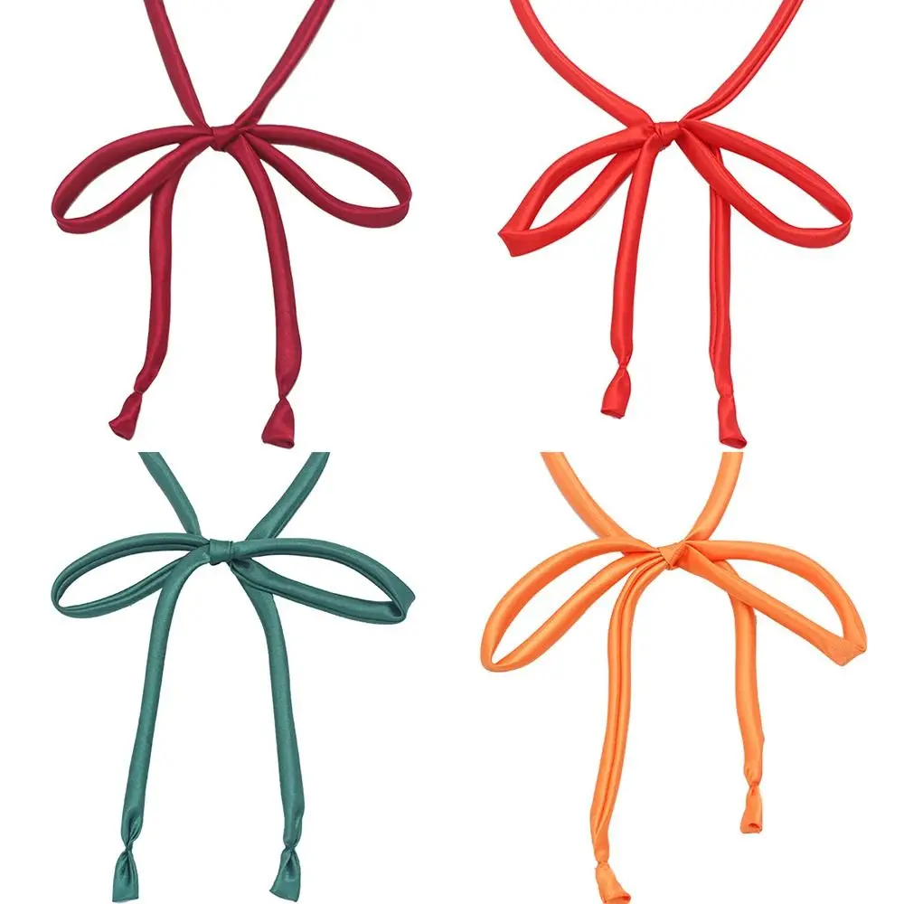

Elegant Ribbon Knot Thin Satin Bowtie Women Girl Solid Color Simple Neck Tie Student Bowtie Vintage JK Uniform Shirt Accessory