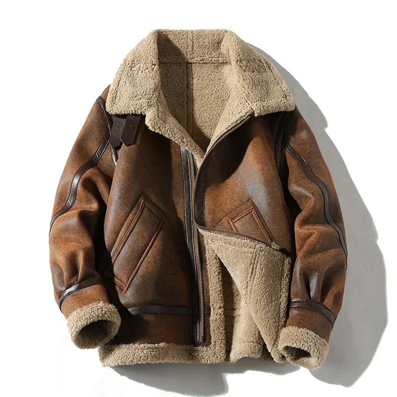 Getadme Imitation Lamb Wool Coat Men and Women in winter Plus Velvet Thickening Tide Brand Cotton Coat Jacket Version Winter Outerwear