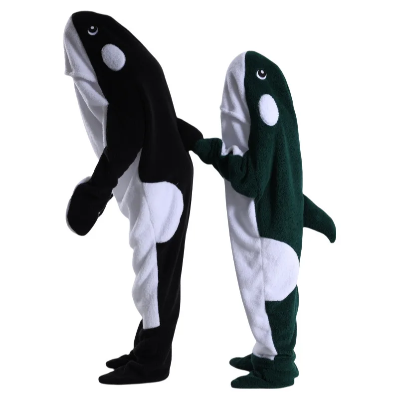 Flannel Shark Sleeping Bag Pajamas Kids Wearable Blanket Onesie