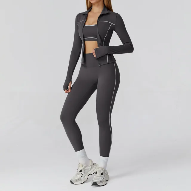 Yoga Set 2/3PCS Sports Outfits Women Clothes Fitness Tracksuit Gym Legging Workout Long Sleeved Female Bra Yoga Suit Sportswear 2