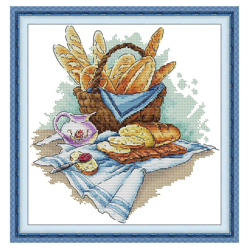 Breakfast Bread Patterns Counted Cross Stitch Set DIY 11CT 14CT 16CT Stamped DMC Cross-stitch Kit Embroidery Needlework Crafts