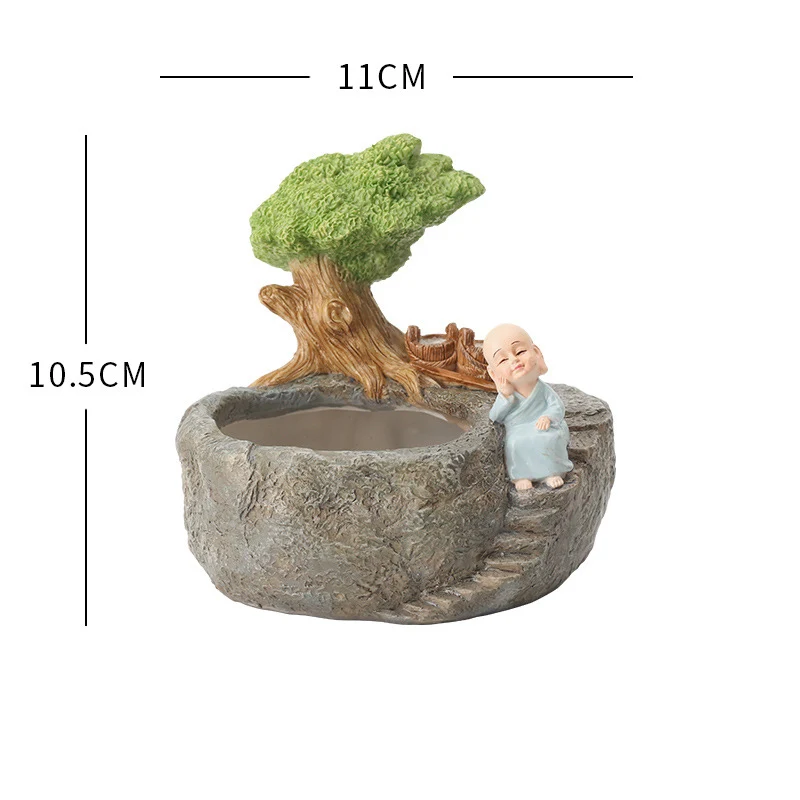 Zen-Inspired Succulent Planter – Tranquil Resin Pot for Home and Office Decor
