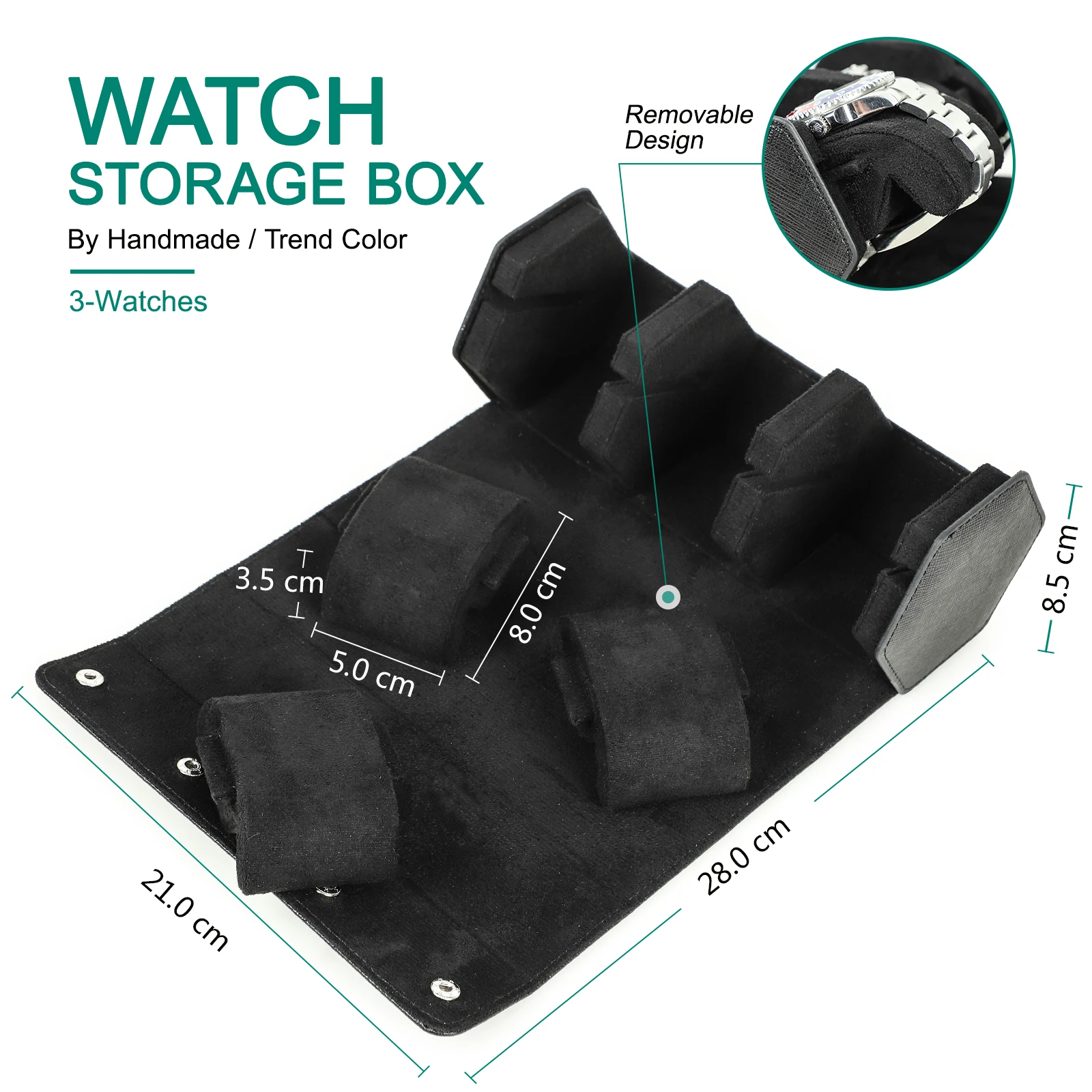 Saffiano Genuine Leather Watch Roll Storage Case Travel Display Organizer Watches Anti-scratch Waterproof Jewelry Box Gift