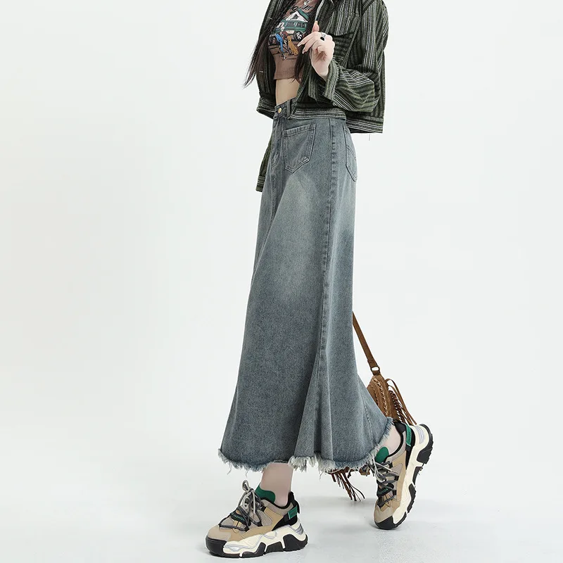 

Slim Tight Hip Simple Women Denim Skirt High Waist Solid Color Ruffles Skirt Spring Female Fashion Streetwear Office Lady