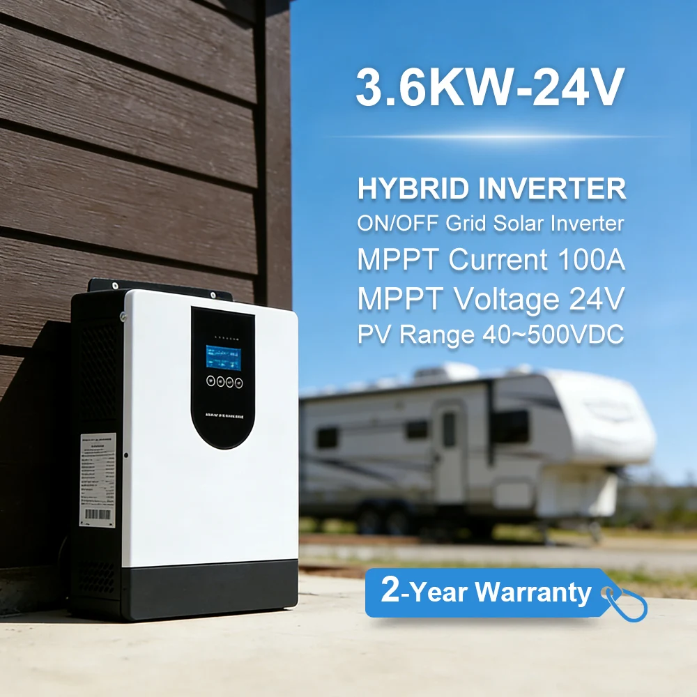 하이브리드 타입 3.6KW-24V 온그리드 및 오프그리드 태양광 인버터 시스템 WIFI 순수 정현파 납산/콜로이드/리튬 배터리 무소음