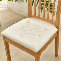 Waterproof PU Leather Chair Cushion Cover - Solid Color Dining Room Seat Protector (Beige)
