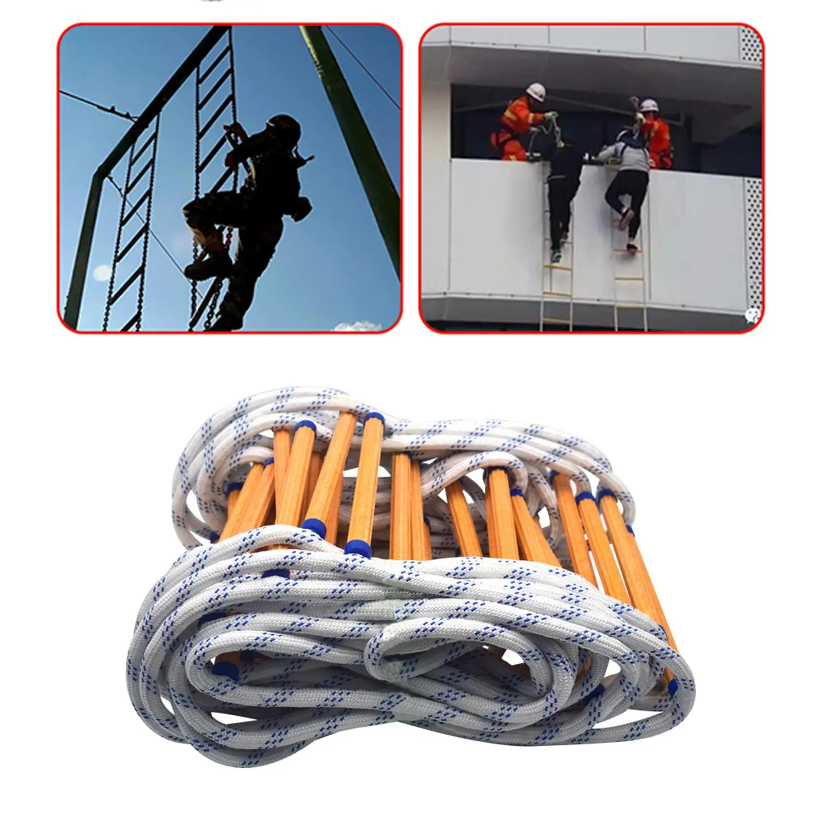 3M Emergency Escape Ladder Soft Rope Flame Resistant Portable with Hooks Kids Adults for Outdoor Aerial Work Engineering escape ladder rope