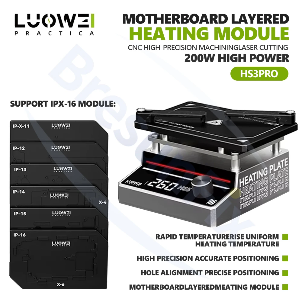 Luowei hs3pro placa-mãe kit de plataforma de aquecimento laminado para iphone X-16 série placa-mãe ferramenta de reparo de aquecimento laminado