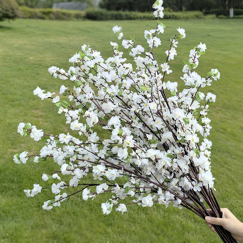 106cm Artificial Peach Blossom Branch Plum Cherry Blossom Silk Flower for Home Room Garden Decoration Wedding Party DIY Vase