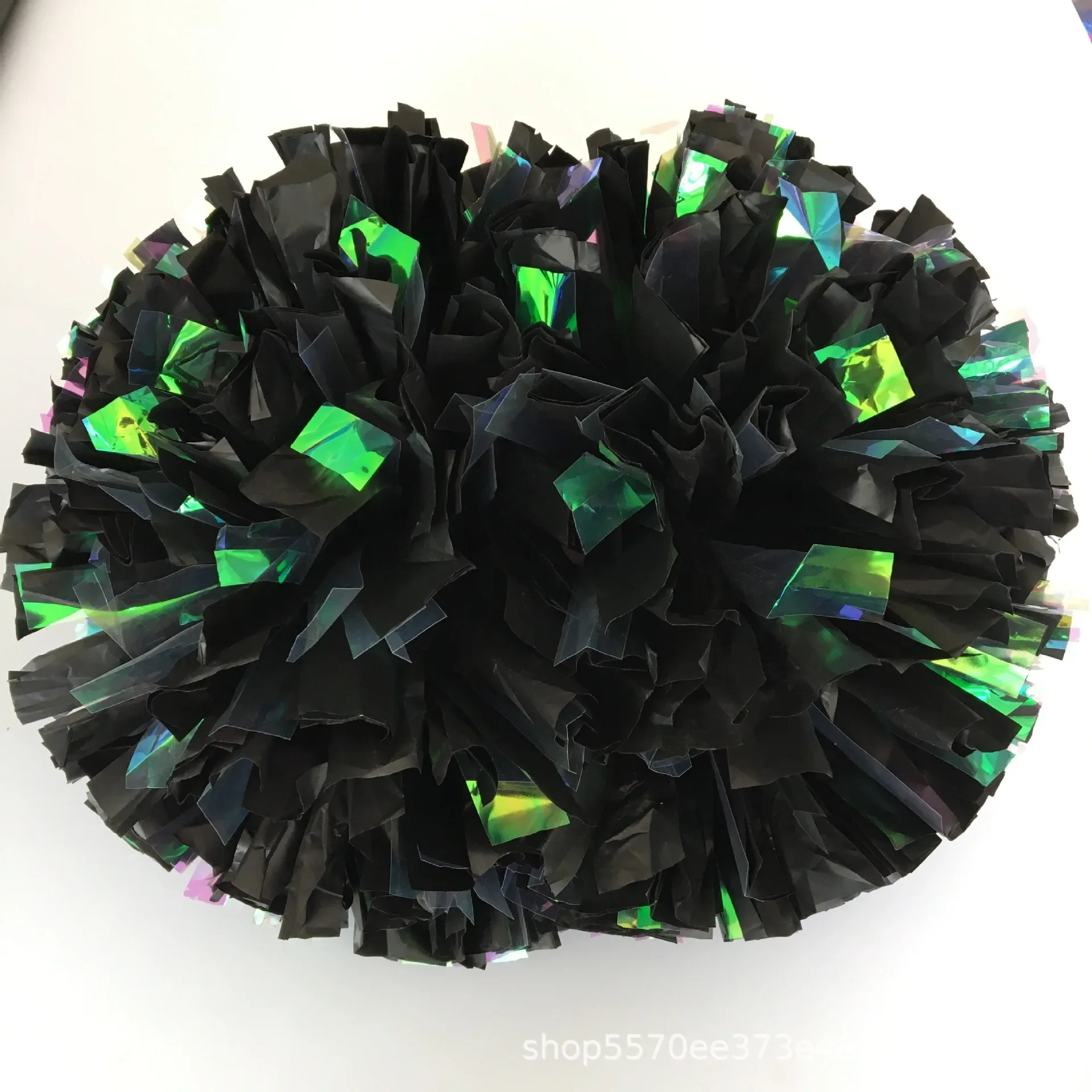 metallic black Cheerleading Pom Poms with Baton Handle for Team Spirit Sports Dance Cheering Kids Adults