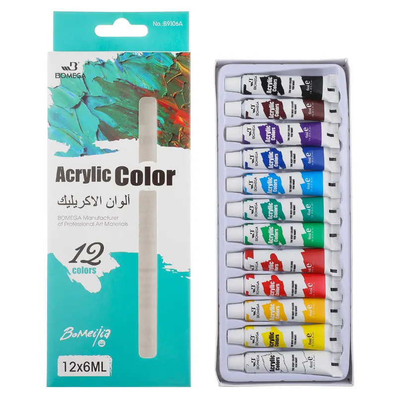 

Factory Wholesale Acrylic Paints 12 Colors Professional Set 6/12ml Watercolor Oil Painting Paint Set Painting Art Supplies