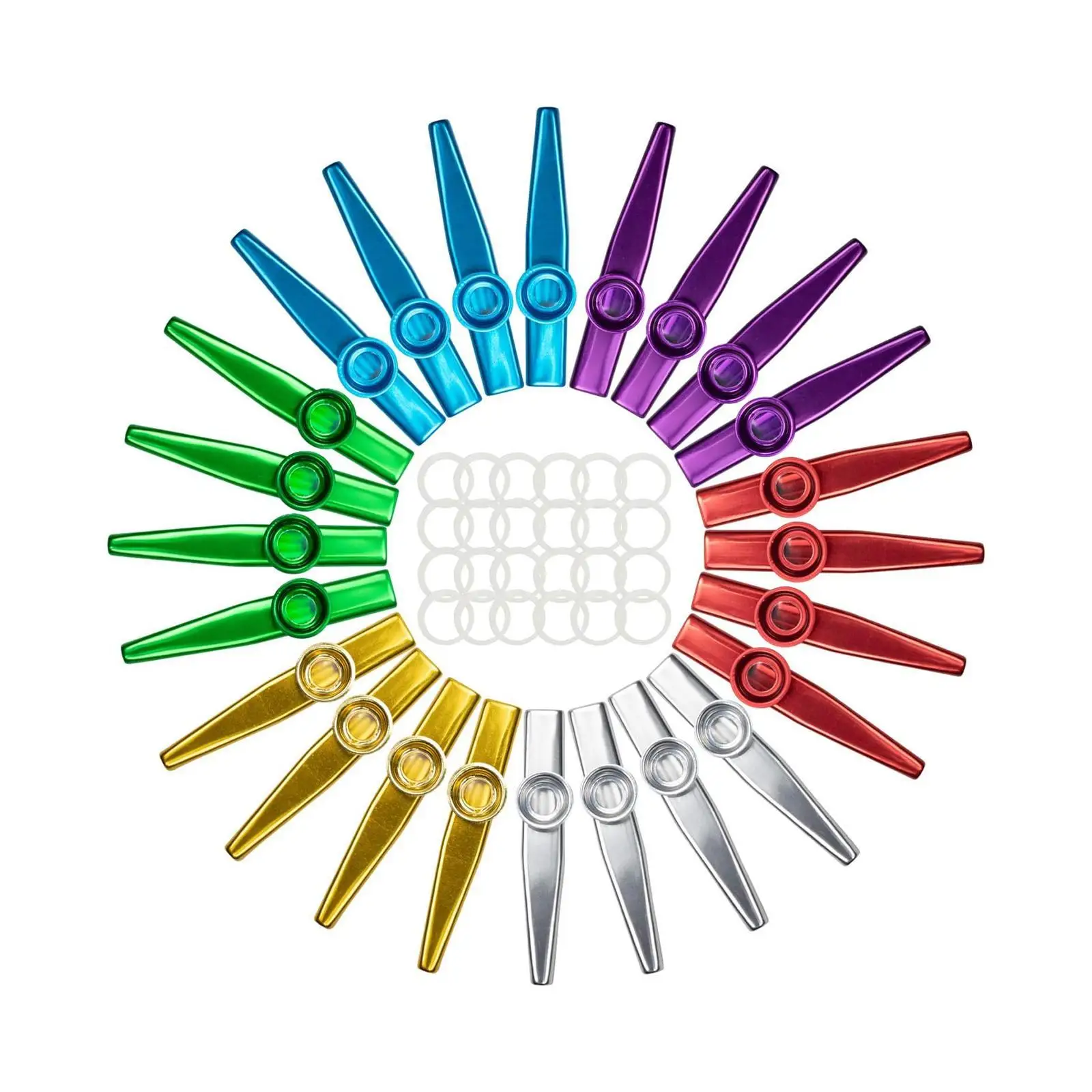 24 Pieces Metal Kazoos for Beginner Mouth Flute for Ukulele Companion Guitar