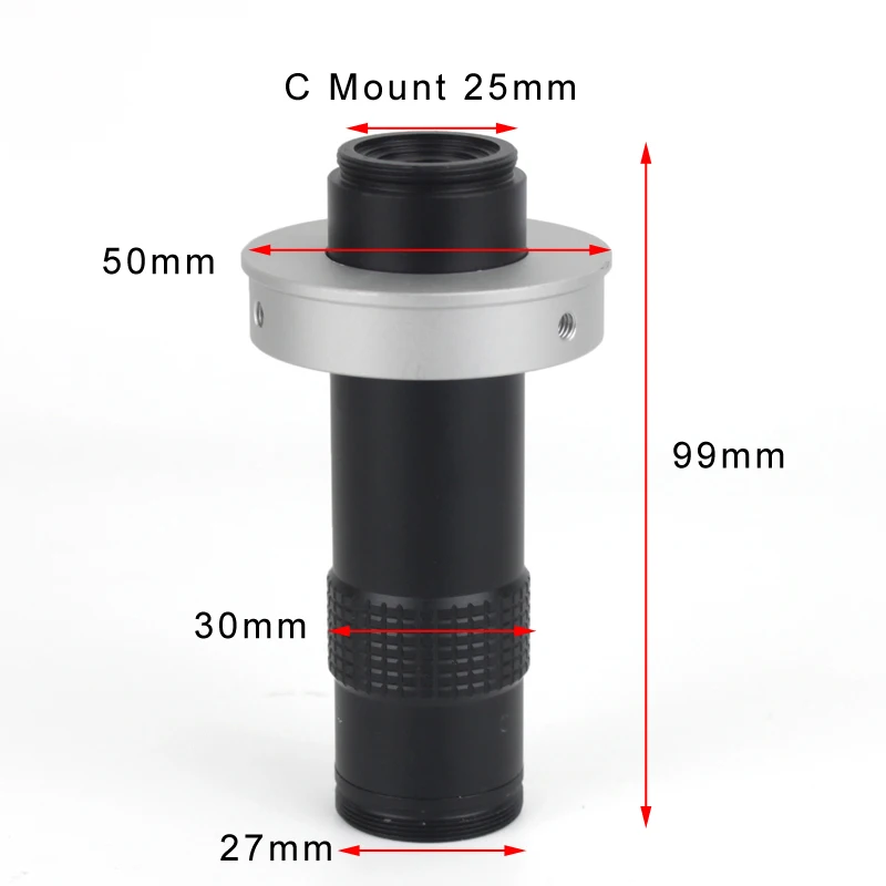 

Adjustable Magnification 130X Zoom C Mount Lens working distance 10cm-100cm For HDMI VGA USB Industry Video Microscope Camera