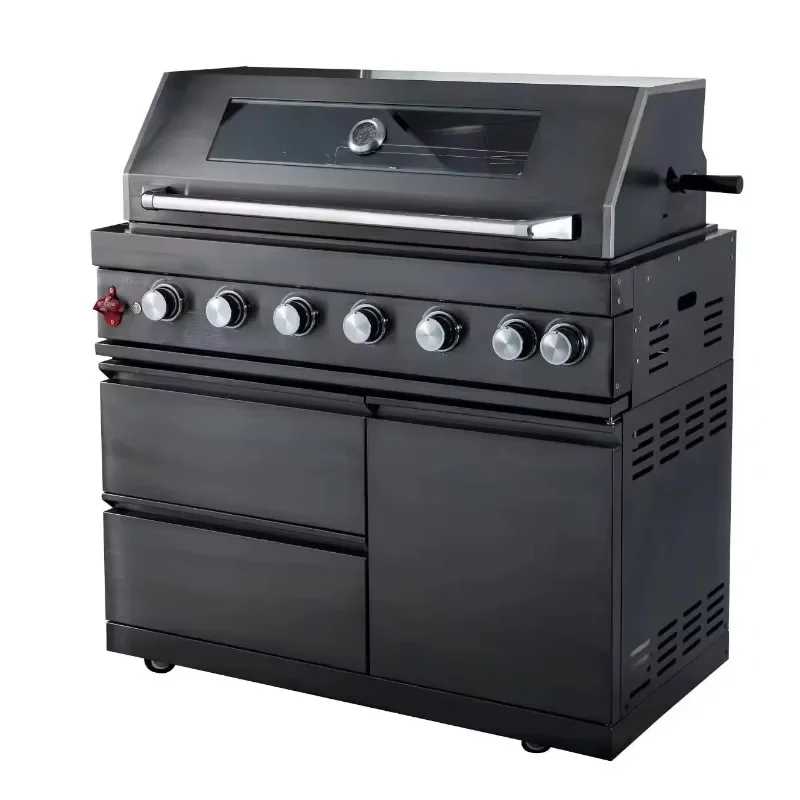 Cuisine d'extérieur en forme de L en acier inoxydable noir 2